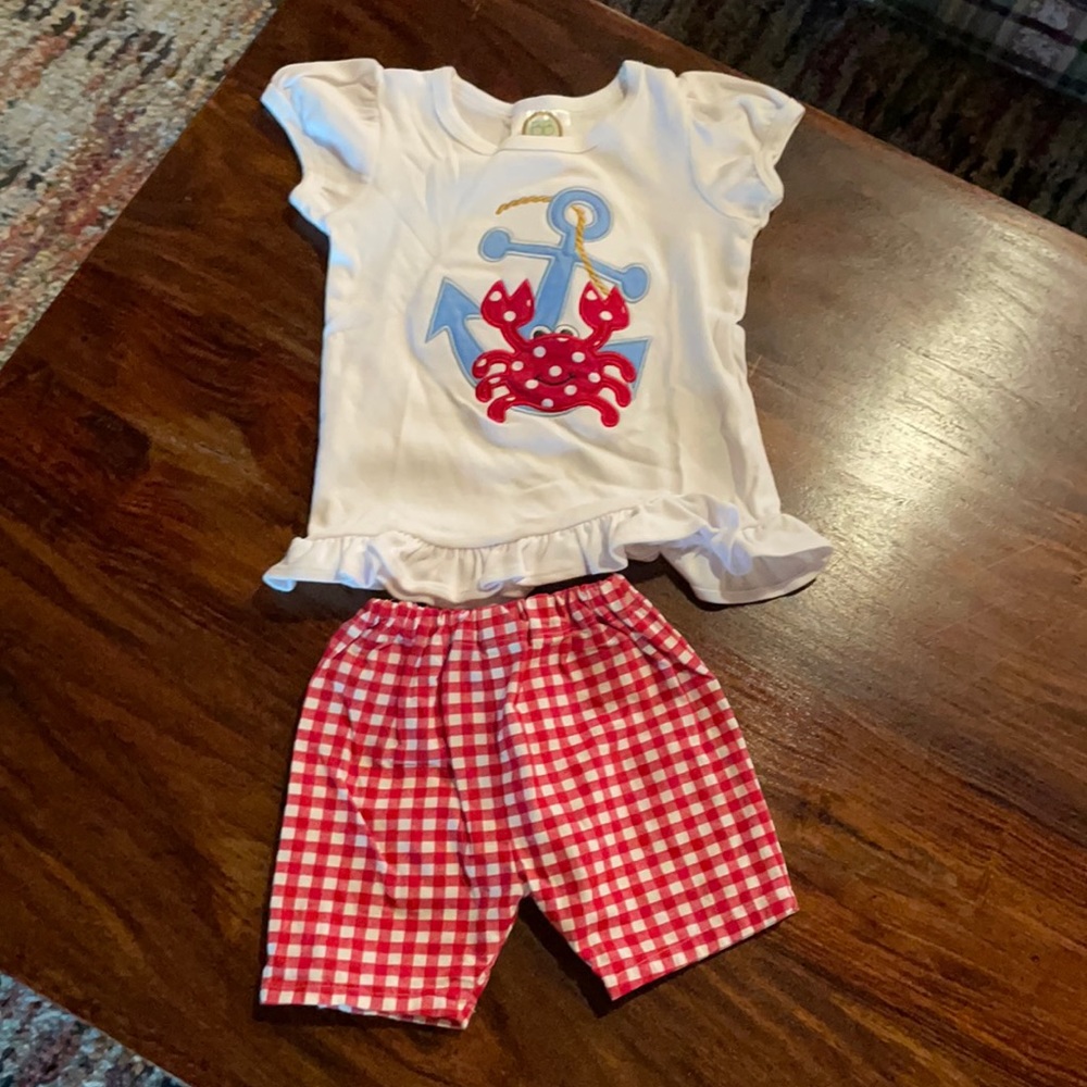NWOT crab/anchor short and shirt set